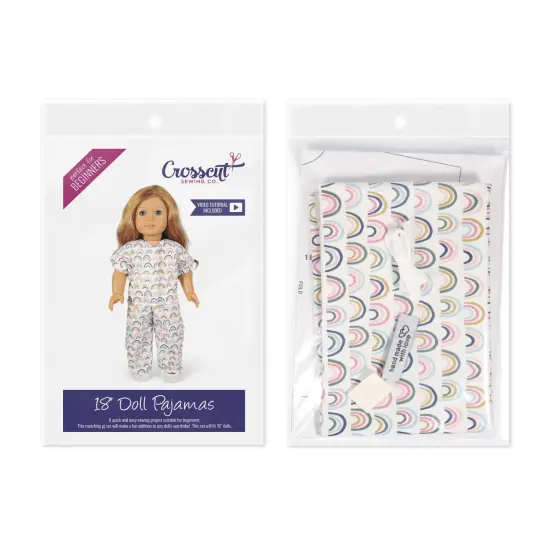 Crosscut Sewing Co.&reg; Doll Pajama Sewing Project Kit - Beginner Friendly DIY Sewing Kit Rainbows {2}