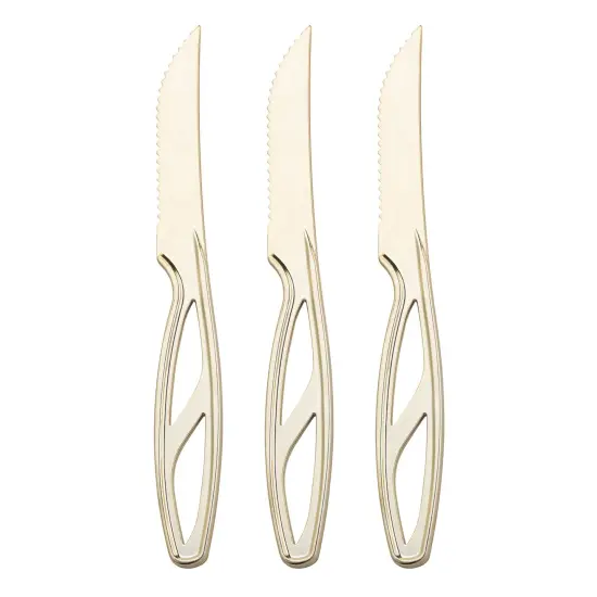 Gold Disposable Plastic Steak Knives (360 Knives) {1}