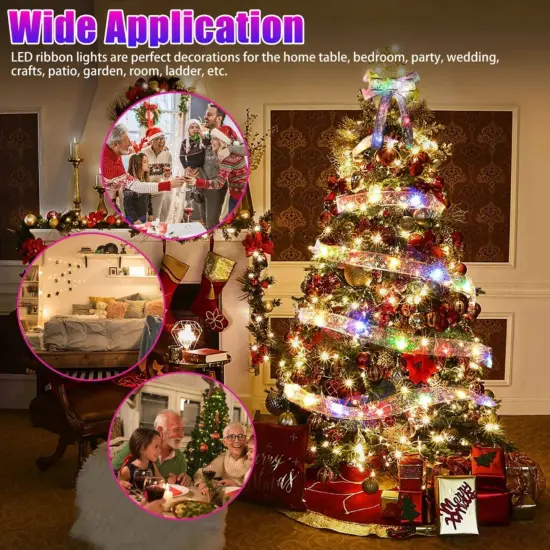 Kitcheniva LED Ribbon Christmas Tree Top Topper Lights Decor 13 FT {4}
