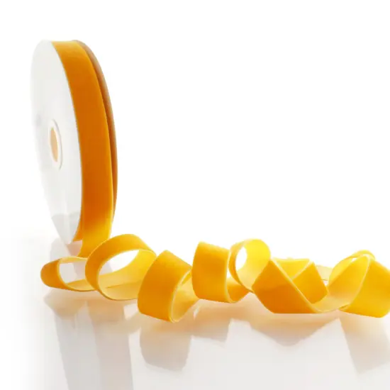 1" Velvet Ribbon (5yd & 25yd Spool Lengths) 662 Golden Yellow {2}