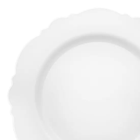 White with Silver Rim Round Blossom Disposable Plastic Appetizer/Salad Plates - 7.5" (120 Plates) {1}