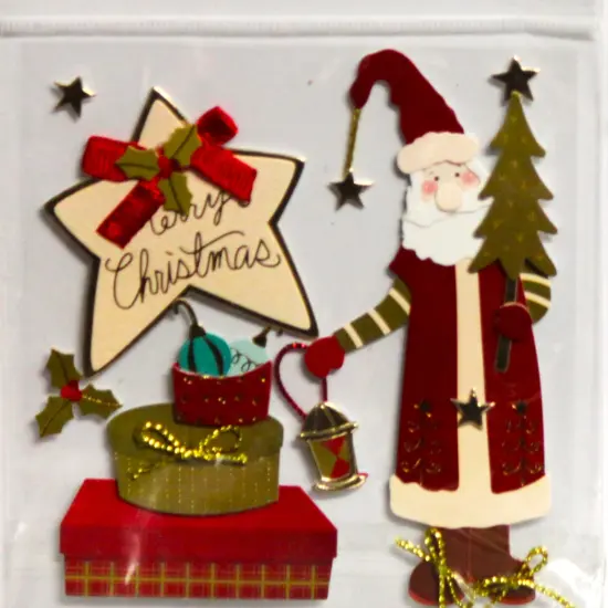 Recollections Santa's Christmas Decorations With Gold Foil Dimensional Stickers {1}