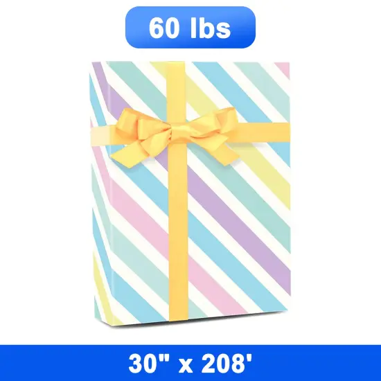 Striped Gift Wrap 30" x 208" Roll 60 lbs {1}