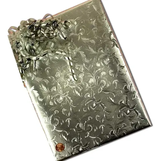 Silver Large Floral Embossed Metallic Wrapping Paper 24" x 417" Roll {4}