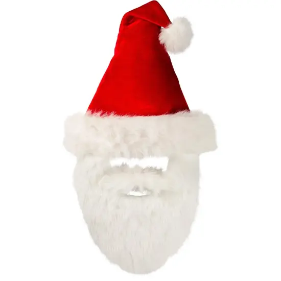 Santa Hat With Attached Beard Christmas Fun Dress Up {2}
