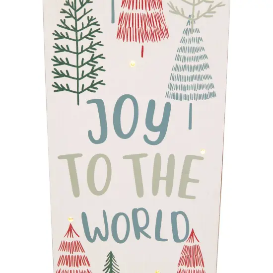 Northlight Lighted Joy to the World Pine Tree Christmas Wall Art - 19.75" White {6}