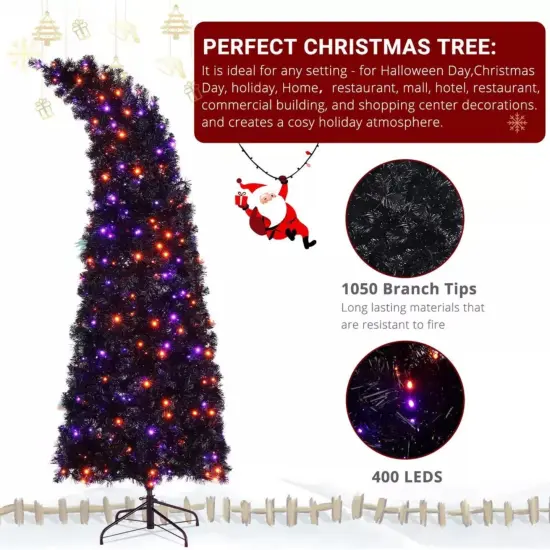 Kitcheniva Pre-Lit Artificial Christmas Tree Bent Top With 400 LED 7FT {3}