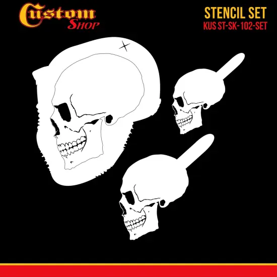 Custom Shop Airbrush Stencil Skull Design Set #2 (3 Different Scale Sizes) - 3 Laser Cut Reusable Templates {6}