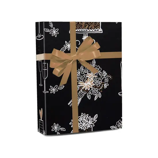Clearance Wrapping Paper Black / Gold Lucky Day 30 ''x100 ' {2}
