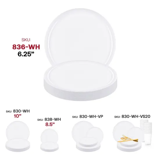 White Flat Round Disposable Plastic Pastry Plates - 6.25" (120 Plates) {6}