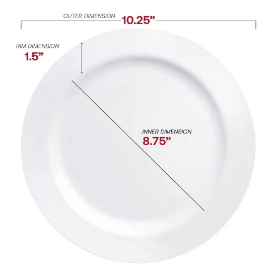 Solid White Economy Round Disposable Plastic Dinner Plates - 10.25" (120 Plates) {3}