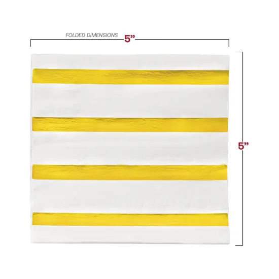 Durable White with Gold Stripes Paper Beverage/Cocktail Napkins (600 Napkins) {3}