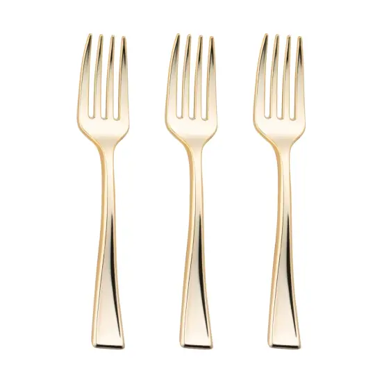 Shiny Metallic Gold Mini Plastic Disposable Tasting Forks (600 Forks) {2}