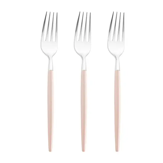 Silver with Pink Handle Moderno Disposable Plastic Dinner Forks (240 Forks) {2}