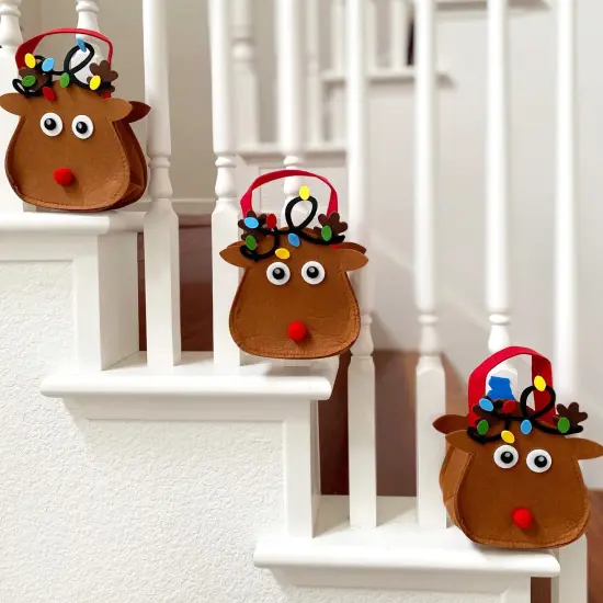 Wrapables Felt Reindeer Gift Bags, Holiday Decorations (Set of 6) {5}