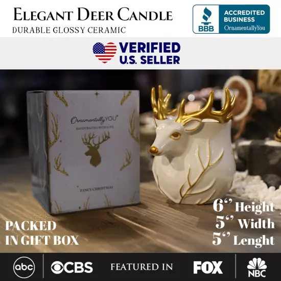 Luxurious Ceramic Deer Candle, Holiday Home Decor Scented with an Enticing English Pear Aroma {2}