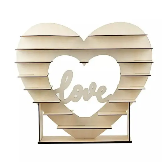 26 in Natural 8 Layer Double Sided Wooden Heart Cupcake DESSERT STAND Events {1}