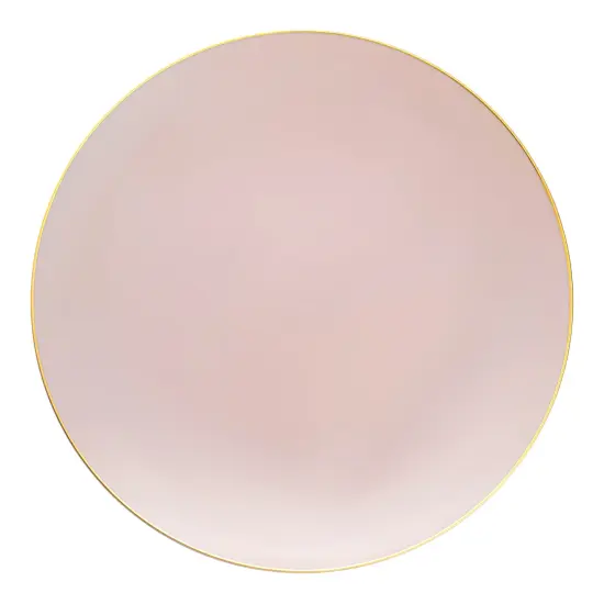 Pink with Gold Organic Round Disposable Plastic Dinner Plates - 10.25" (120 Plates) {2}