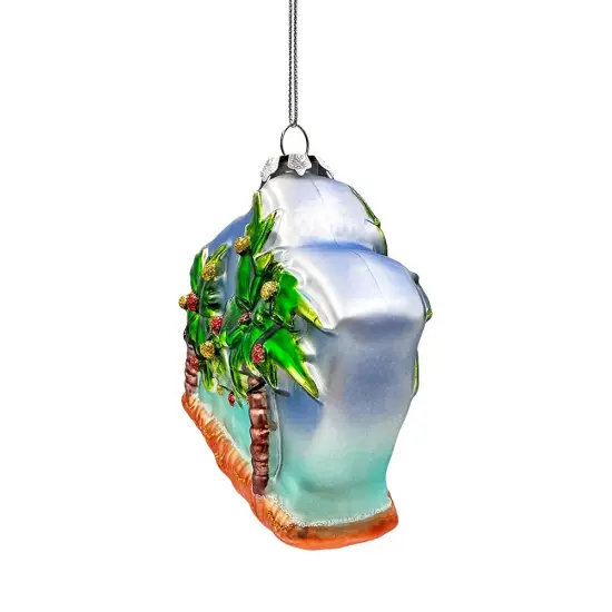 Merry Beachmas Christmas Palm Tree Glass Ornament, Xmas in July Tropical Decor {5}