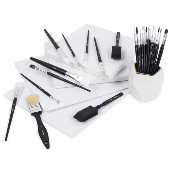 Brea Reese: Brush Set: Value Pack - 25pc - Premium Natural Boar Bristles, Storage Pouch, Perfect for Watercolor & Acrylic Paints, Adult Art Supplies {5}