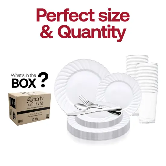 White Flair Plastic Wedding Value Set (36 Settings) {3}