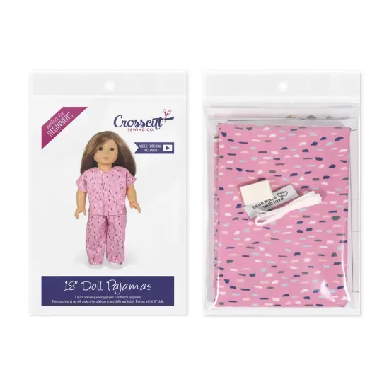 Crosscut Sewing Co.&reg; Doll Pajama Sewing Project Kit - Beginner Friendly DIY Sewing Kit Pink rain {2}