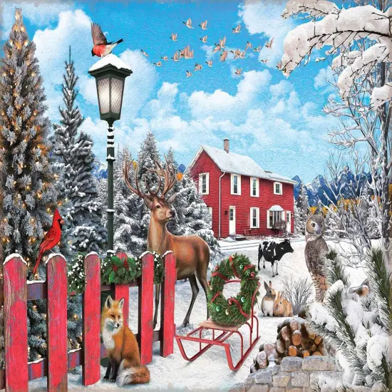 Sunsout A Winter Gathering 500 pc Christmas Jigsaw Puzzle 42311 {1}