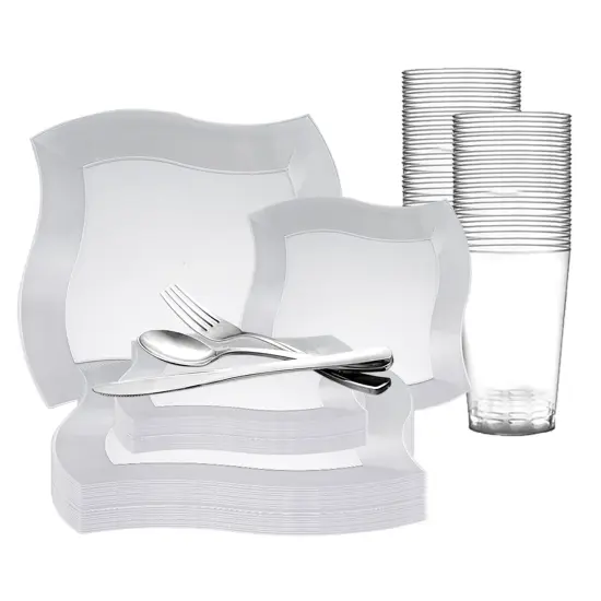 White Wave Plastic Wedding Value Set (20 Settings) {1}