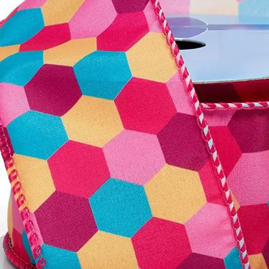 Colorful Hexagon Pattern Wired Ribbon 2.5" x 10 yd {5}