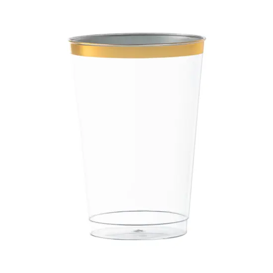 Clear with Metallic Gold Rim Round Tumblers - 12 oz. (240 Cups) {1}