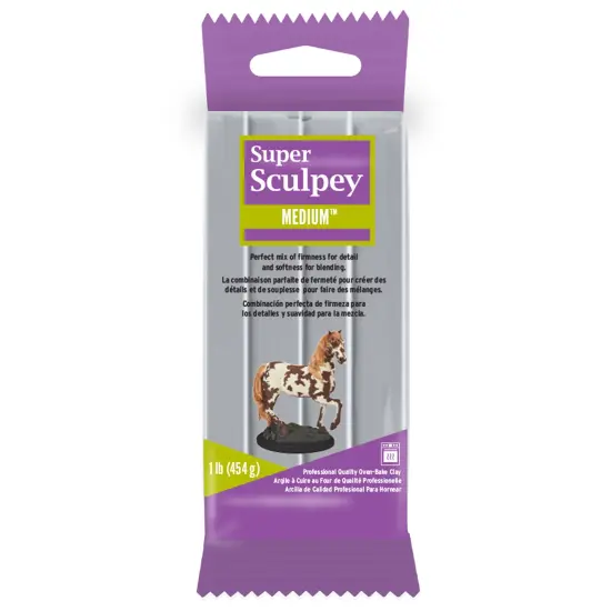 Super Sculpey: Medium Firmness: Gray - 1 lb Pack - Polymer Oven Bake Clay, Non-Toxic, Advanced Techniques, Sculpting & Modeling, Art & Craft Supplies {1}