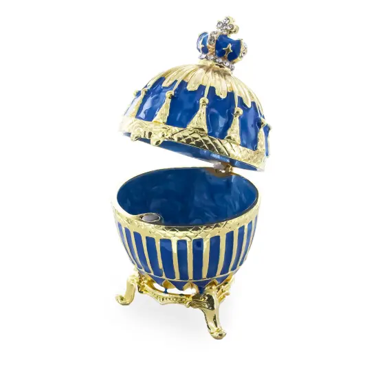 1885 Blue Enamel Ribbed Royal Imperial Easter Egg {3}