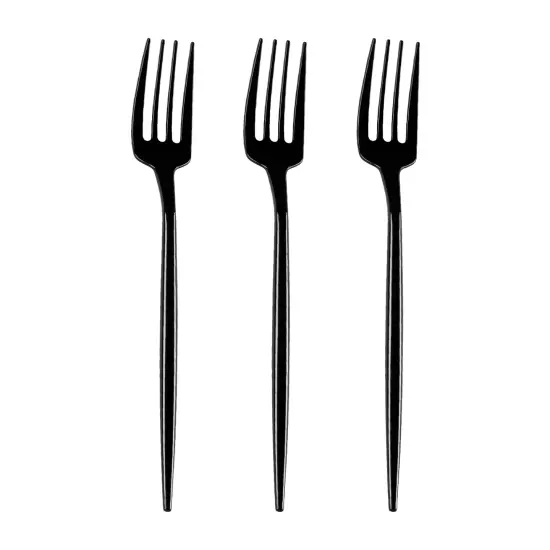Solid Black Moderno Disposable Plastic Dinner Forks (480 Forks) {2}