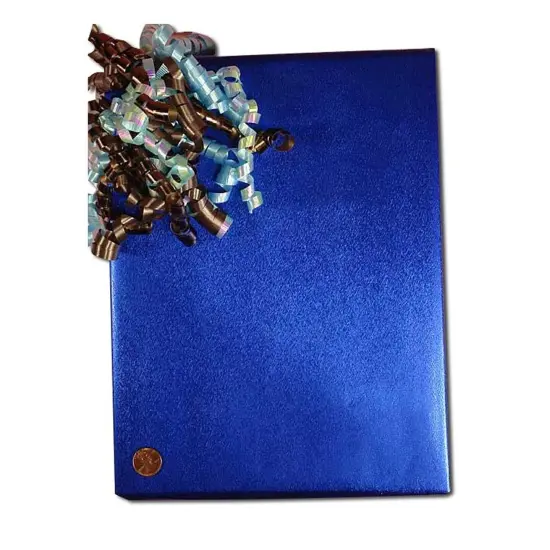 Royal Blue Embossed Metallic Wrapping Paper Pattern 24" x 417" Roll {5}