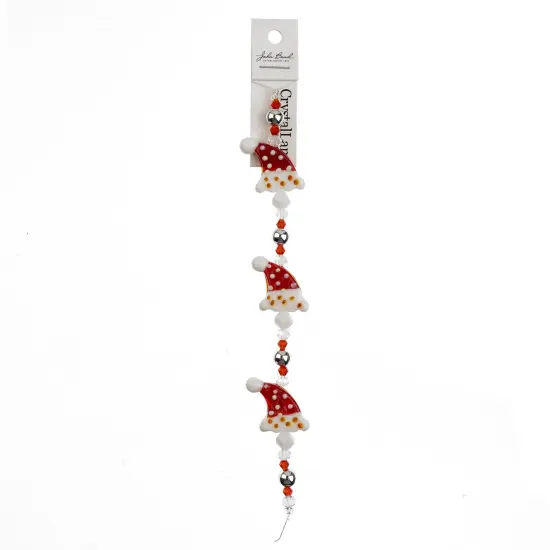 Crystal Lane DIY 7" Lampwork Designer Holiday Glass Bead Mix Strand Polka Dot Santa Hat {3}