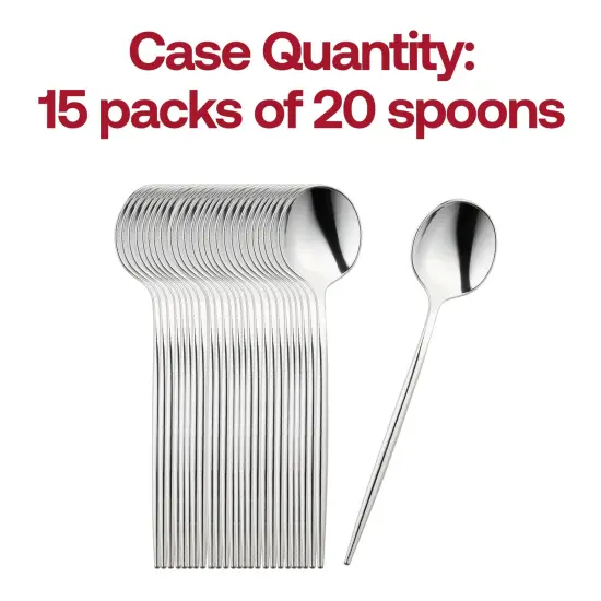 Shiny Silver Moderno Disposable Plastic Dessert Spoons (300 Spoons) {5}