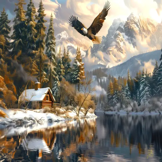 Sunsout Winter Eagle Flight 1000 pc Jigsaw Puzzle 77129 {1}