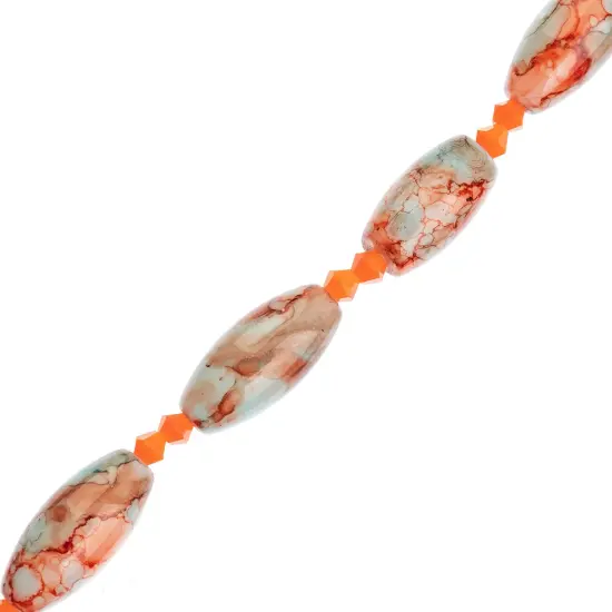 Crystal Lane DIY 7" Designer Glass Focal Bead Mix Strand Orange Marble Mix {1}