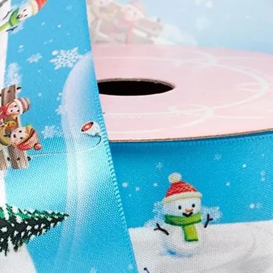 Christmas festival Satin Ribbon 25 Yards x 1.5 Inches 1 Roll Christmas Scene {6}