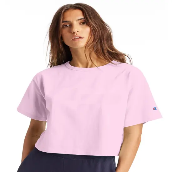 Champion&reg; Ladies Cropped Heritage T Shirt PINK CANDY {1}