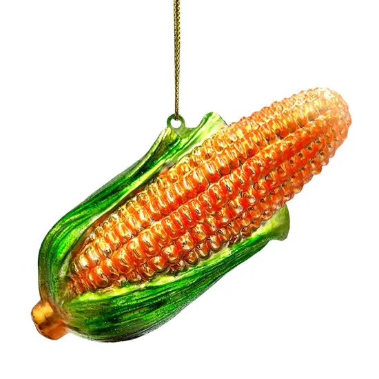 Charming Corn Glass Christmas Ornament, Farmer Style Tree Decor {1}