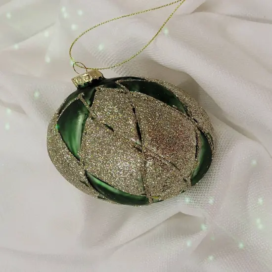 Emerald Twist Glass Ball Christmas Ornament {2}