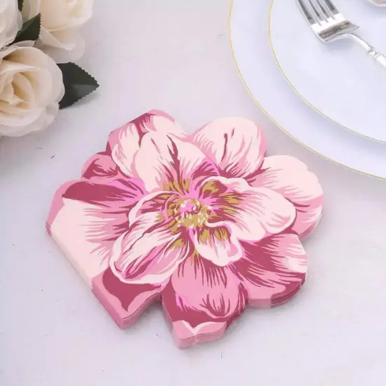 20 Pink Peony Flower Shaped Disposable Cocktail Paper NAPKINS Party Decorations {4}