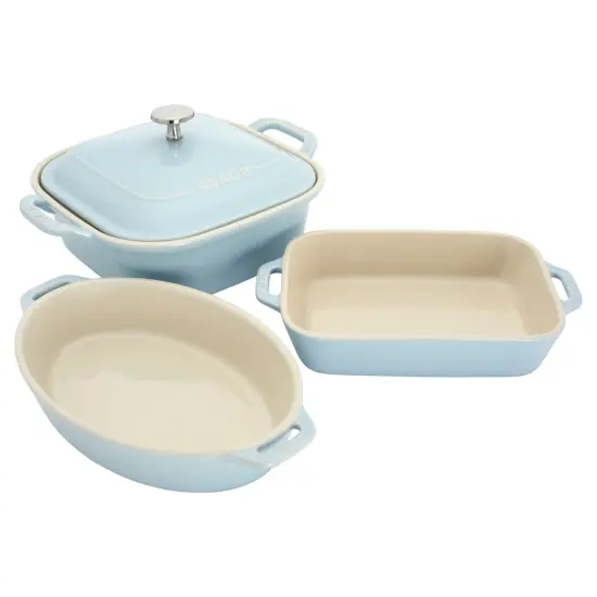 Staub Ceramic 4-pc Baking Pans Set, Casserole Dish with Lid, Brownie Pan, Pastel {4}