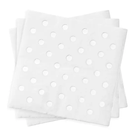 Durable White with Silver Dots Paper Beverage/Cocktail Napkins (600 Napkins) {2}
