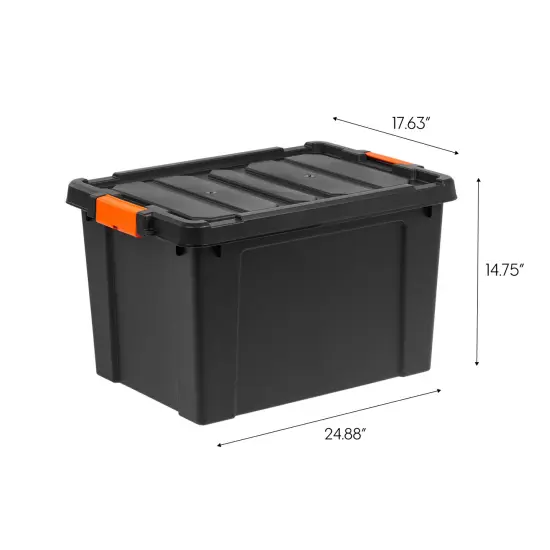 IRIS USA 19 Gal. Plastic Storage Bins with Lids, Latching Totes, Heavy Duty Containers Black {4}