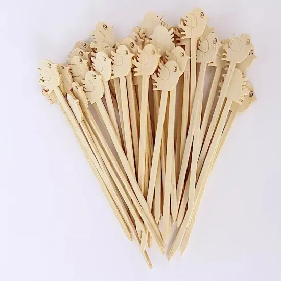 100 Natural Bamboo Skewers Bird Top Sustainable COCKTAIL PICKS Party Decorations {2}