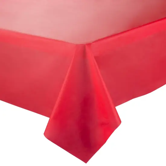 Red Rectangular Disposable Plastic Tablecloths - 54" x 108" (96 Tablecloths) {1}