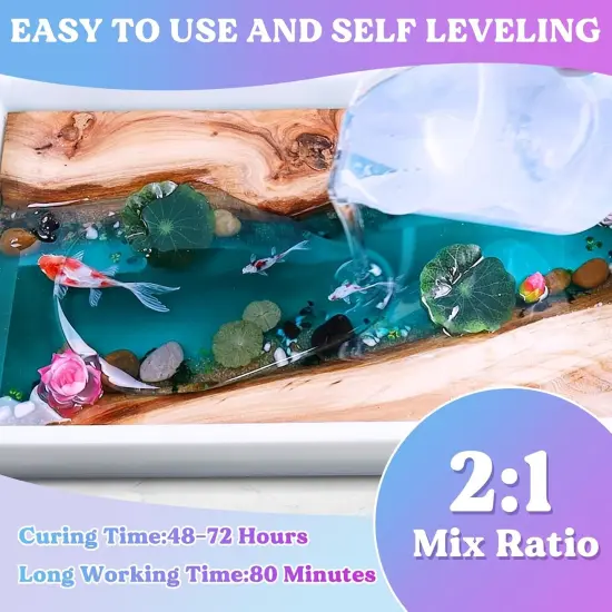 LET'S RESIN EPOXY RESIN Deep Pour Epoxy Resin 1.5 Gallon,2 to 4 Inch Depth Crystal Clear Resin for Flower Preservation,Bubble Free & Low Viscosity Casting Resin for River Table,Resin Art,Crafts {5}