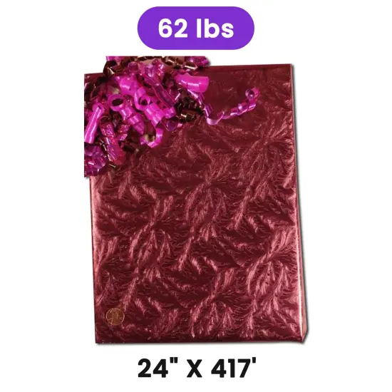 Burgundy Embossed Metallic Wrapping Paper 24" x 417" Roll {1}